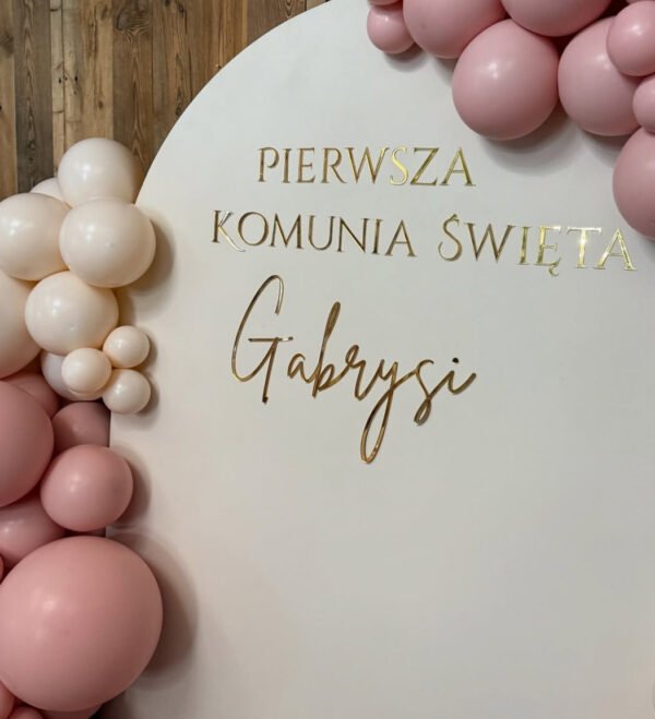 Napis dekoracyjny "Pierwsza Komunia Święta + Imię"