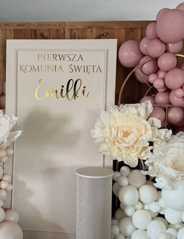 Napis dekoracyjny "Pierwsza Komunia Święta + Imię"