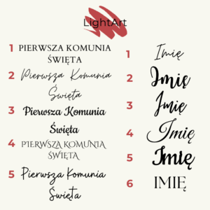 Pierwsza Komunia Święta katalog Czcionek